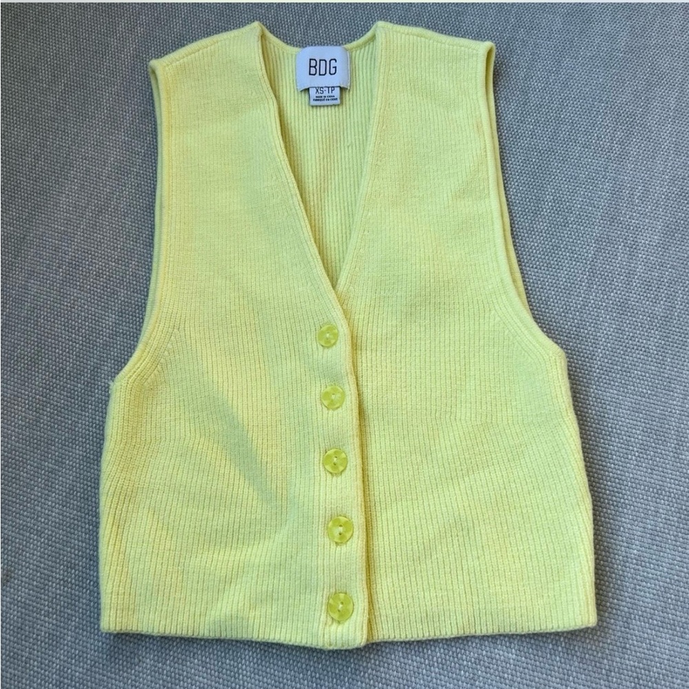 BDG Lemon Button-Up Knit Vest